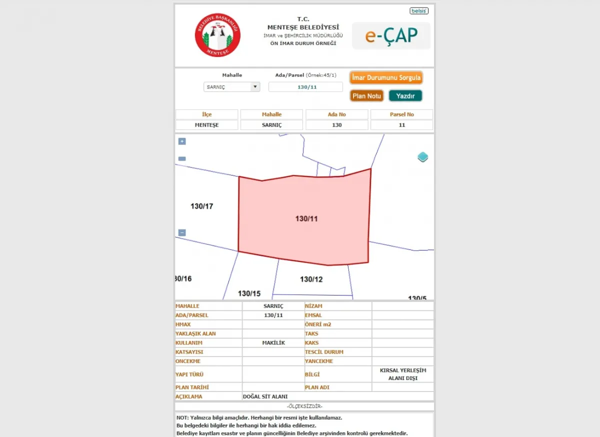 Muğla Menteşe Akbük\'de 3103 m2 Satılık Arazi