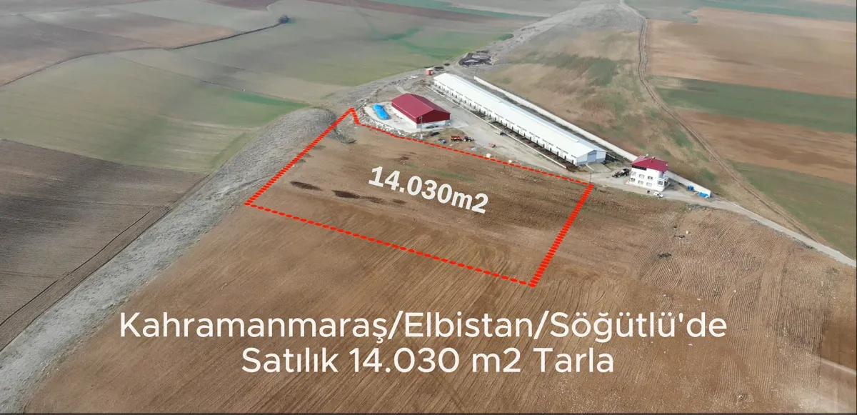 Kahramanmaraş Elbistan Söğütlü\'de 14.030 m2 Satılık Arazi