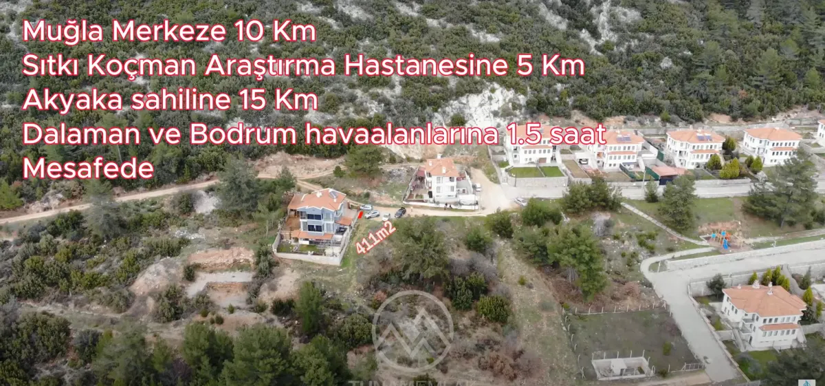 Muğla Gülağzı mahallesinde 411 m2 Satılık Villa Arsası