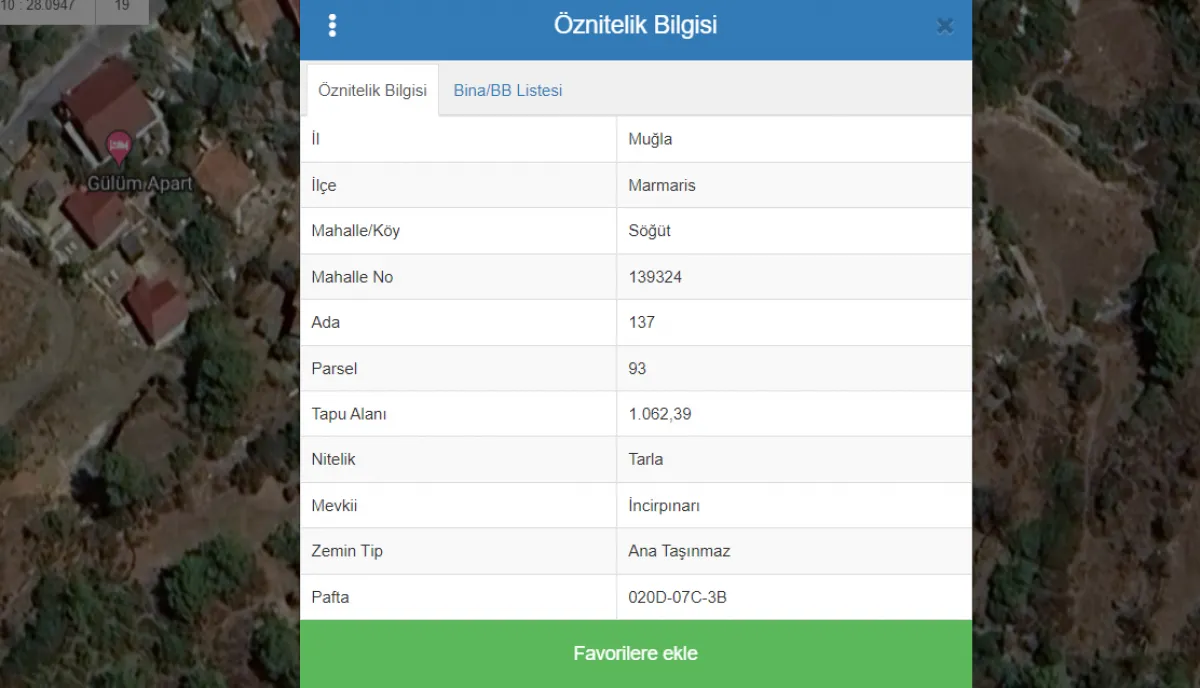 Muğla Marmaris Söğüt Köyünde 1062 m2 Satılık Tarla